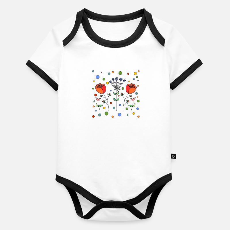 Blumen Baby Bio-Kurzarm-Kontrastbody
