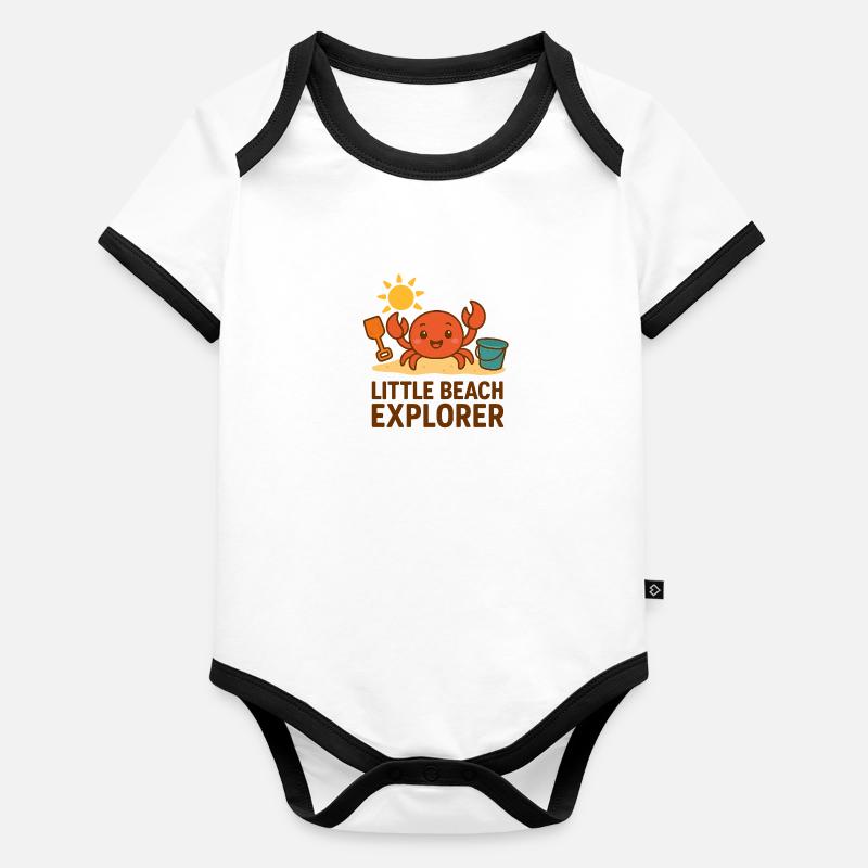 Petit explorateur de plage Body Bébé bio contrasté manches courtes