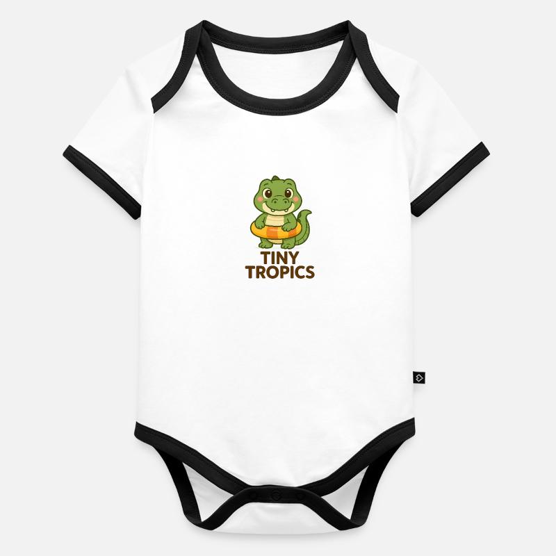Tiny Tropics – Crocodile Organic Baby Contrasting Bodysuit