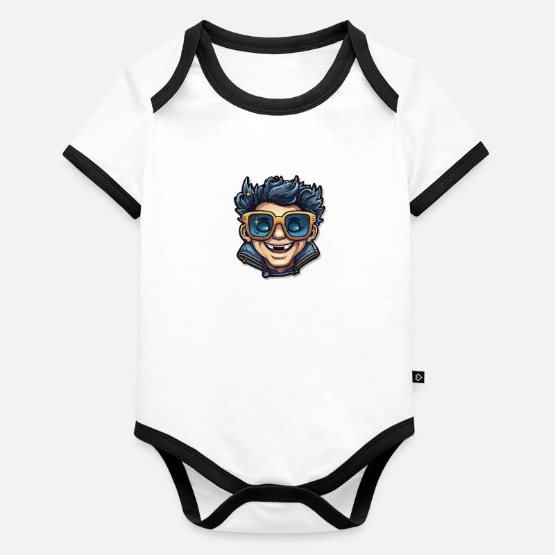 Fils nostalgiques Body Bébé bio contrasté manches courtes