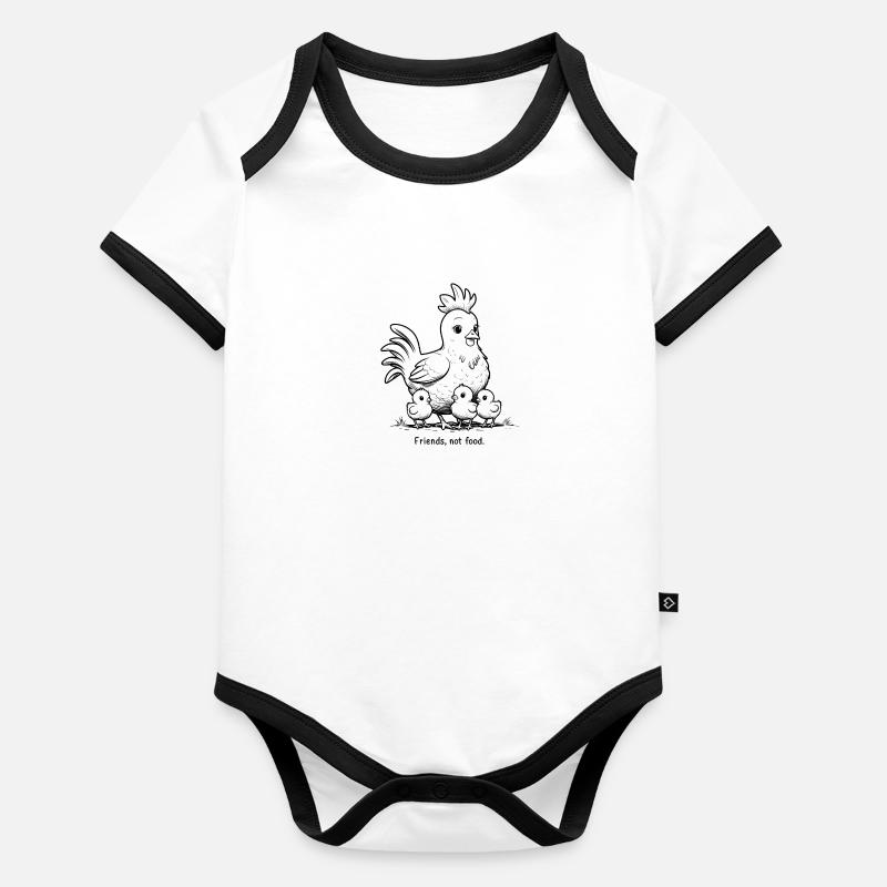 Hen with Chicks – Friends Not Food Statement Organic Baby Contrasting Bodysuit