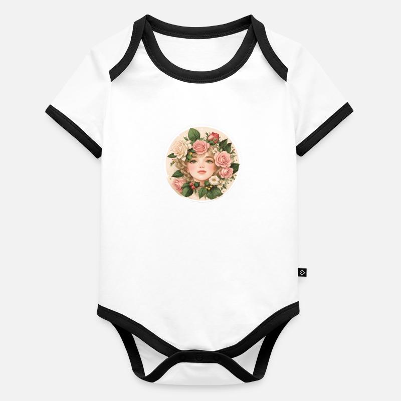 Fille De Fleur, Cercle, Rose Body Bébé bio contrasté manches courtes