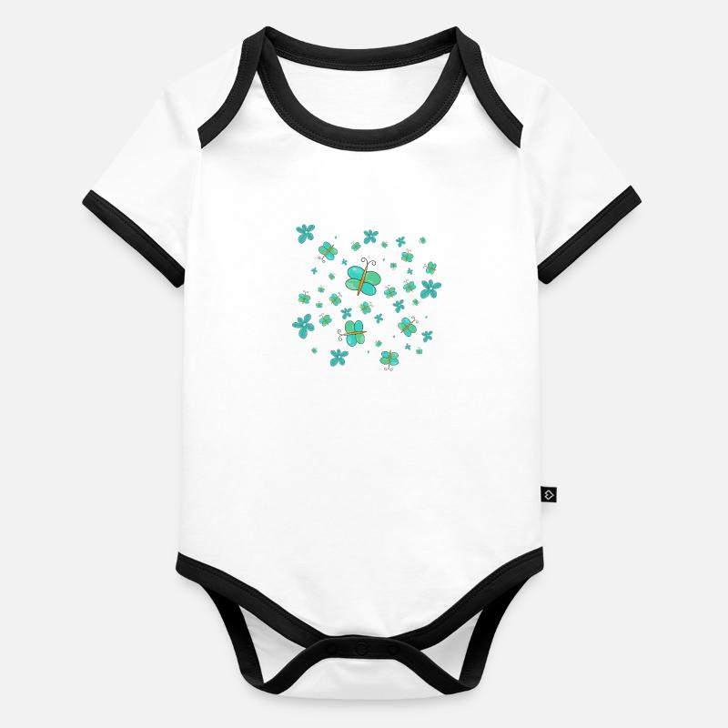 Butterfly art colorful pattern- Abstract butterfly Organic Baby Contrasting Bodysuit
