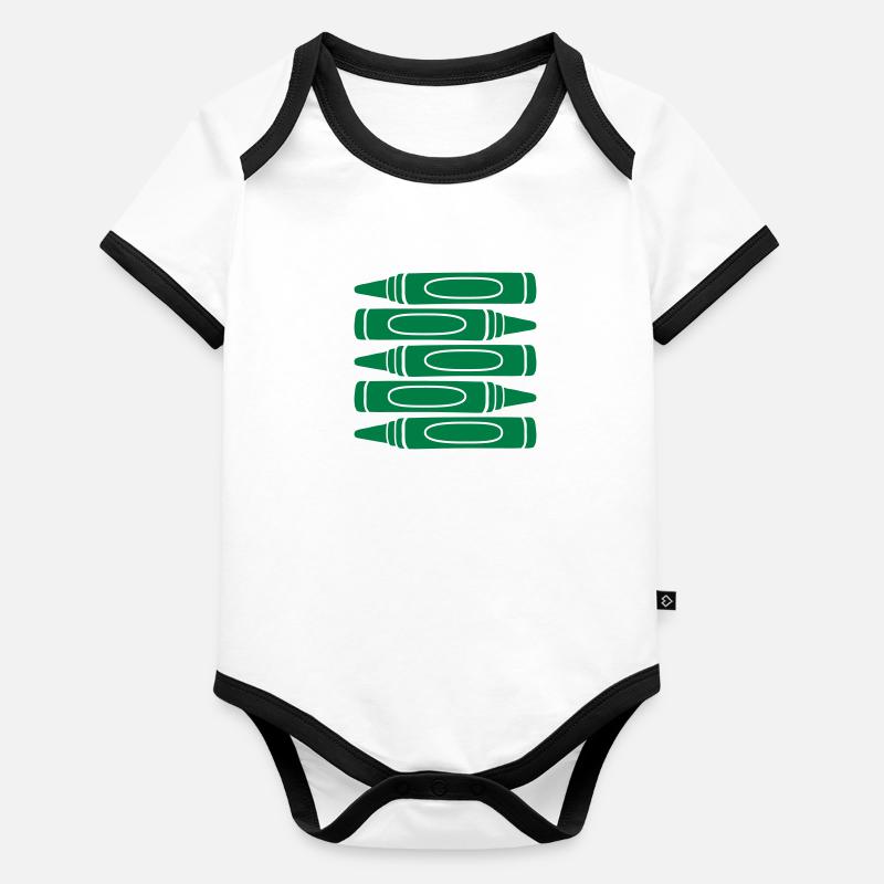 Crayons de cire verte design cool Body Bébé bio contrasté manches courtes