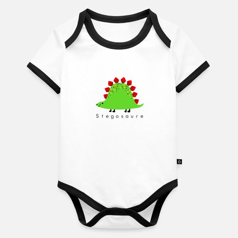 Stégosaure Body Bébé bio contrasté manches courtes