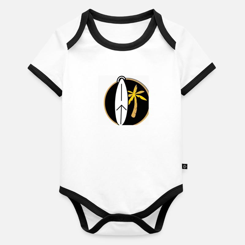 Logo du palmiersurf Body Bébé bio contrasté manches courtes