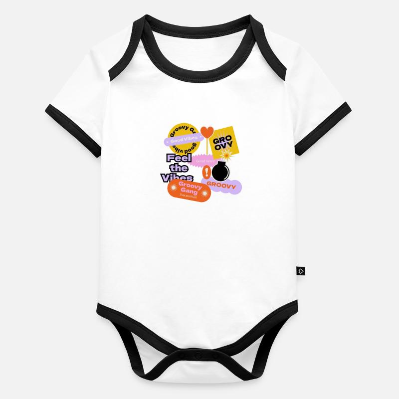 Ambiance avec style groovy Body Bébé bio contrasté manches courtes