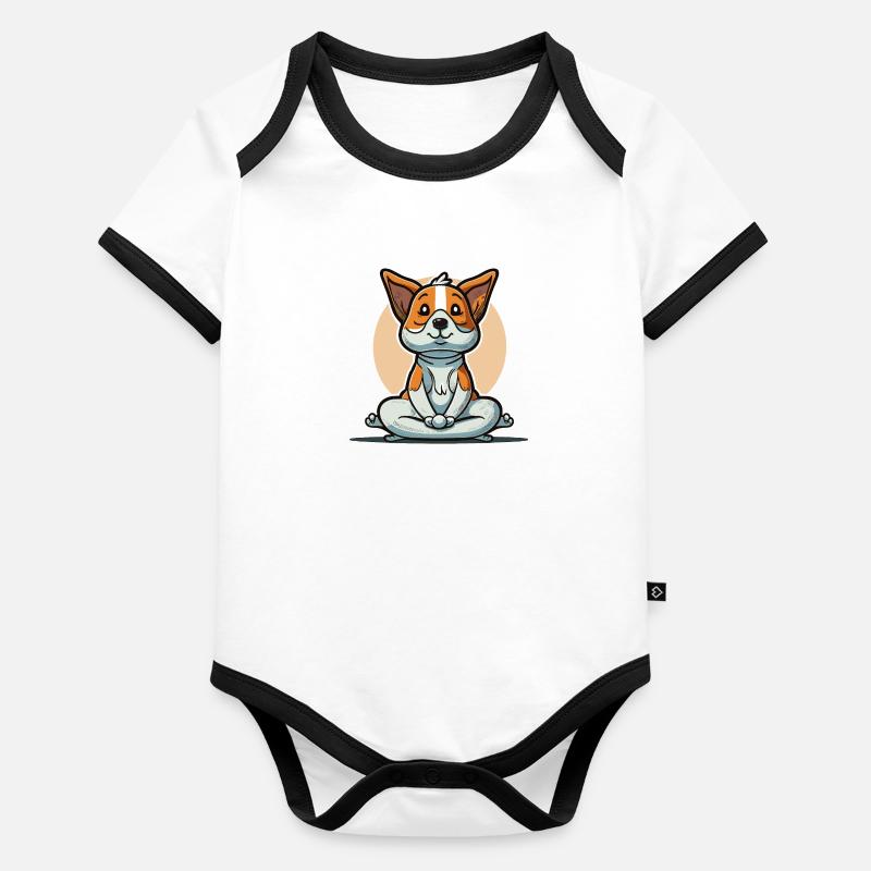 Poses de chiot Body Bébé bio contrasté manches courtes