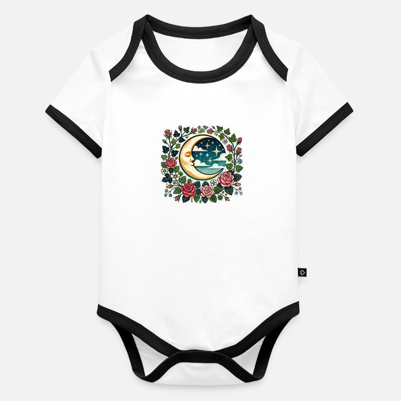 Enfant de la lune Body Bébé bio contrasté manches courtes