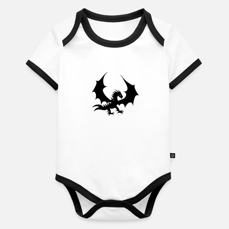 Cooler schwarzer Drache Baby Bio-Kurzarm-Kontrastbody