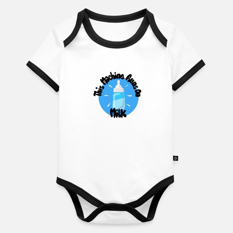 This Machine Runs On Milk - Baby Bio-Kurzarm-Kontrastbody - undefined