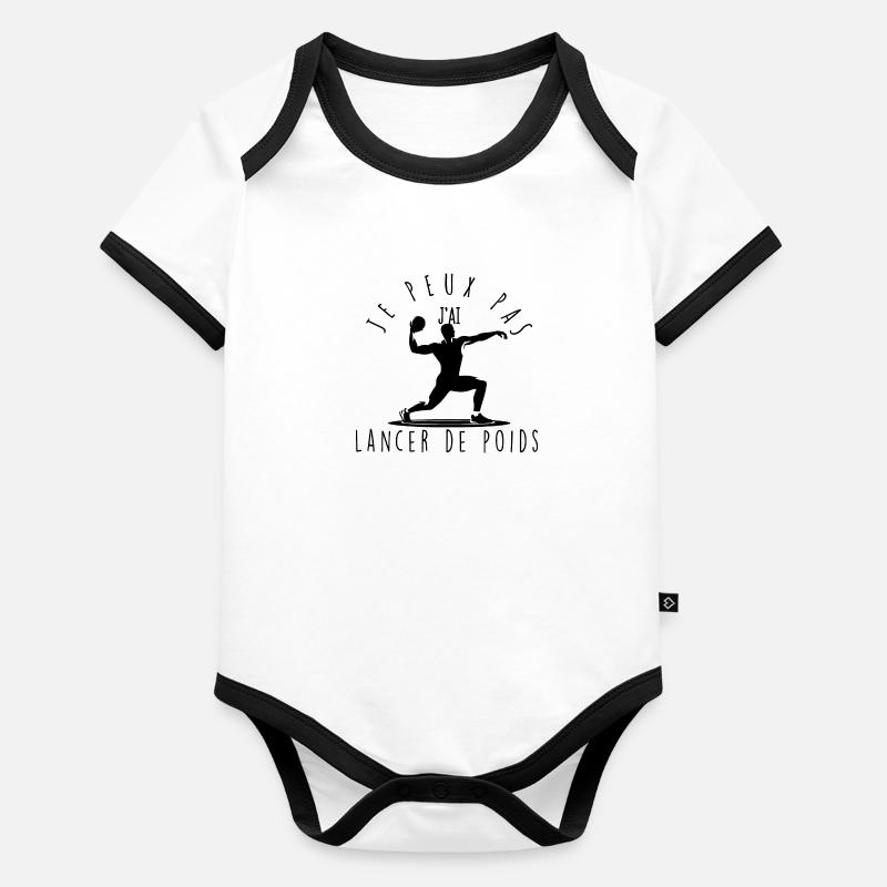 Je peux pas, j'ai lancer de poids. Body Bébé bio contrasté manches courtes