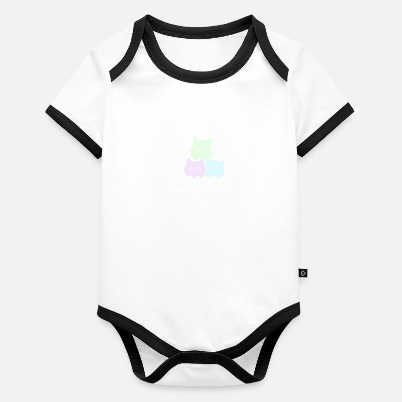trio kawaii Body Bébé bio contrasté manches courtes