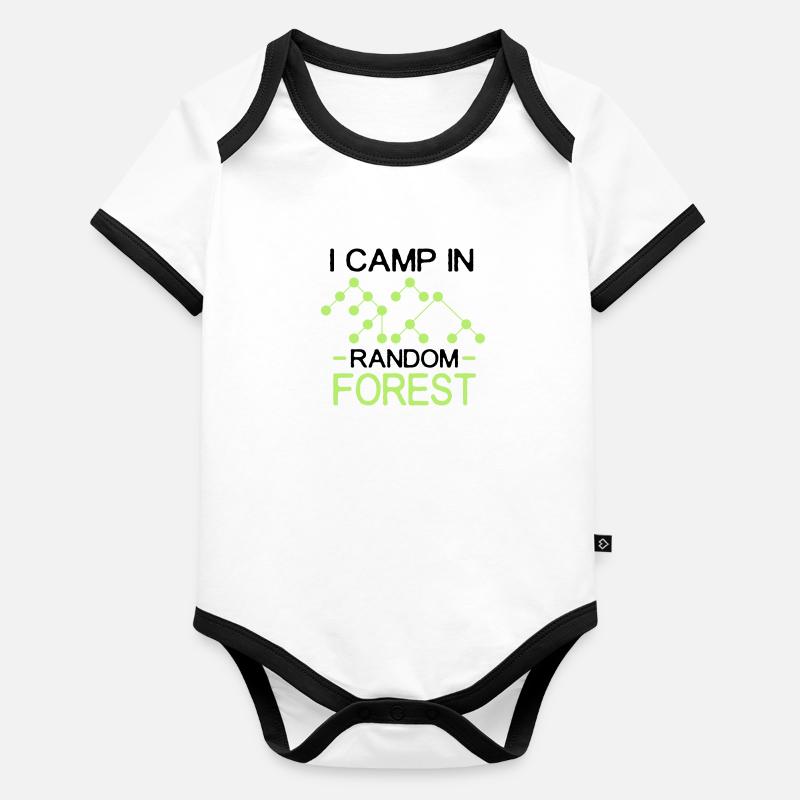 i camp in random forest black Organic Baby Contrasting Bodysuit