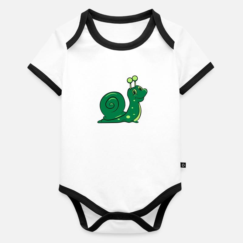 Escargot drôle enfants Body Bébé bio contrasté manches courtes