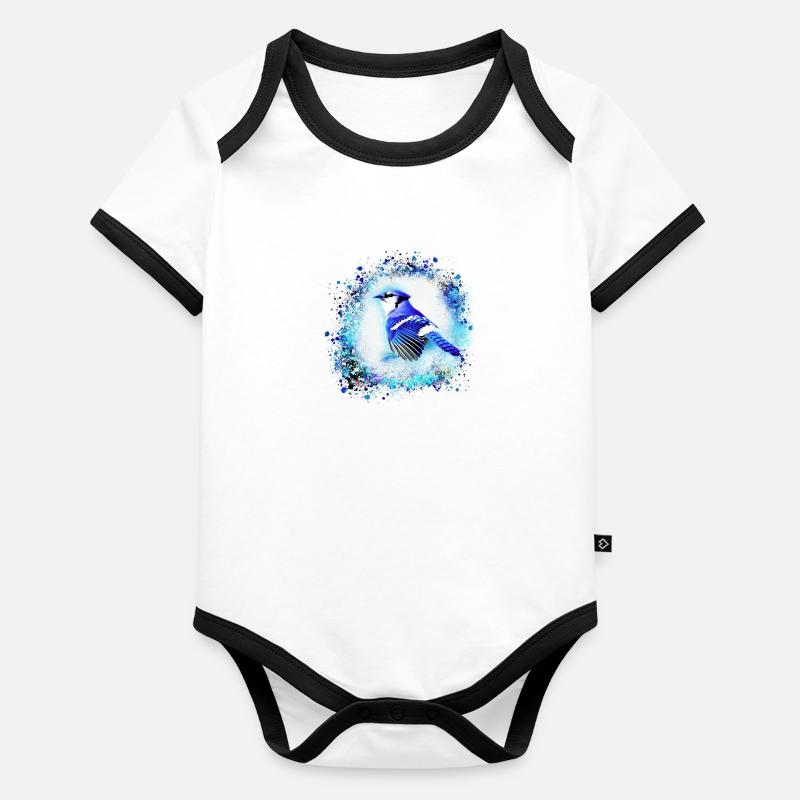 blue jay, bird, blue, graffiti ,watercolor ,parakeet Organic Baby Contrasting Bodysuit
