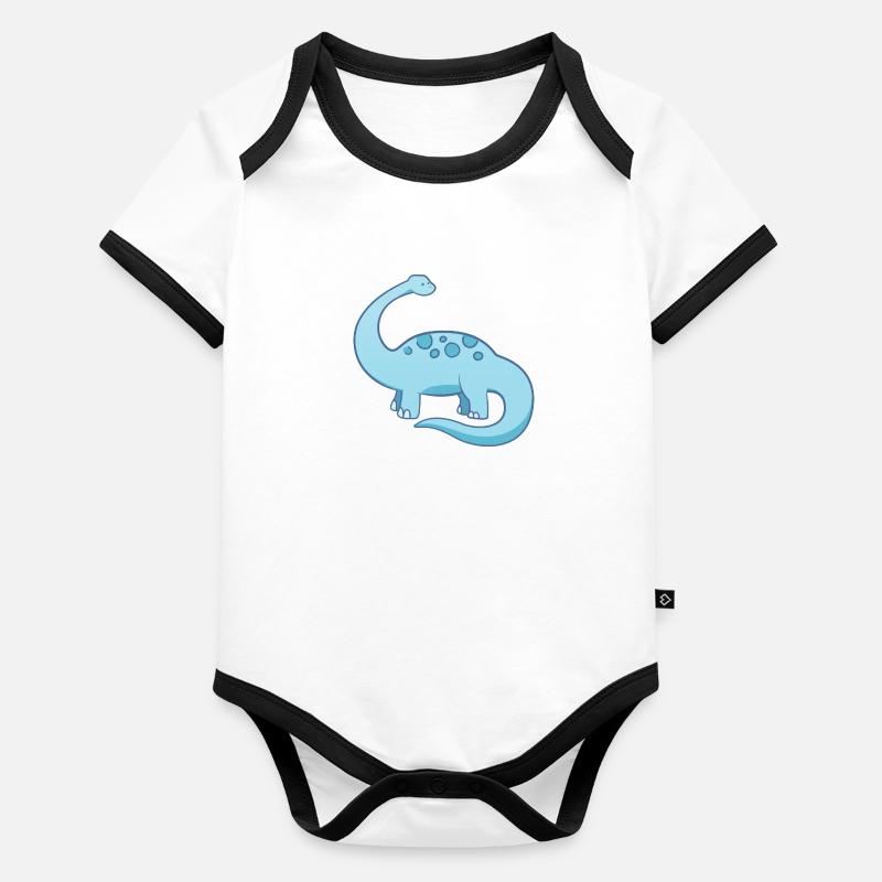 Süßer kleiner blauer Dinosaurier Baby Bio-Kurzarm-Kontrastbody