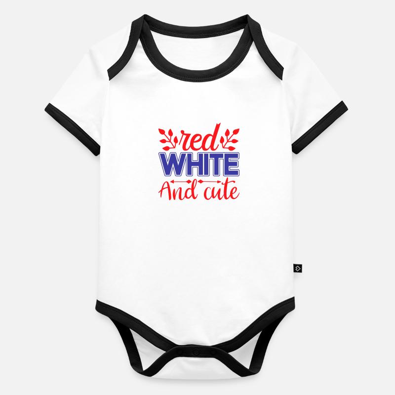 Rouge blanc et mignon Body Bébé bio contrasté manches courtes
