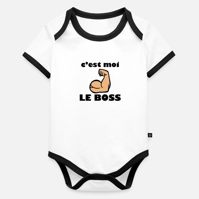 c'est moi le boss Body Bébé bio contrasté manches courtes
