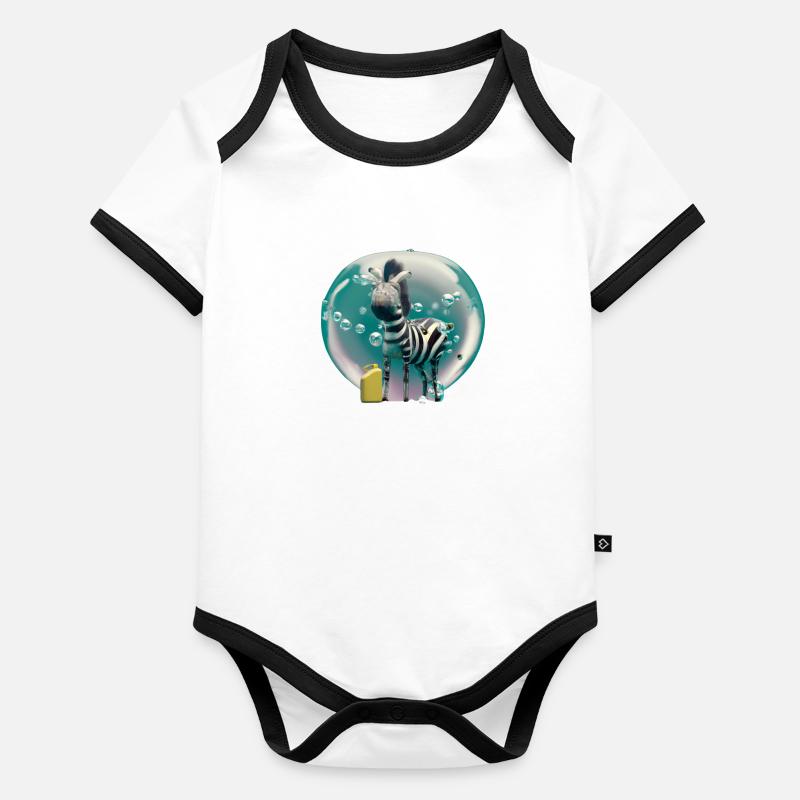 Zebra, Art numérique Body Bébé bio contrasté manches courtes