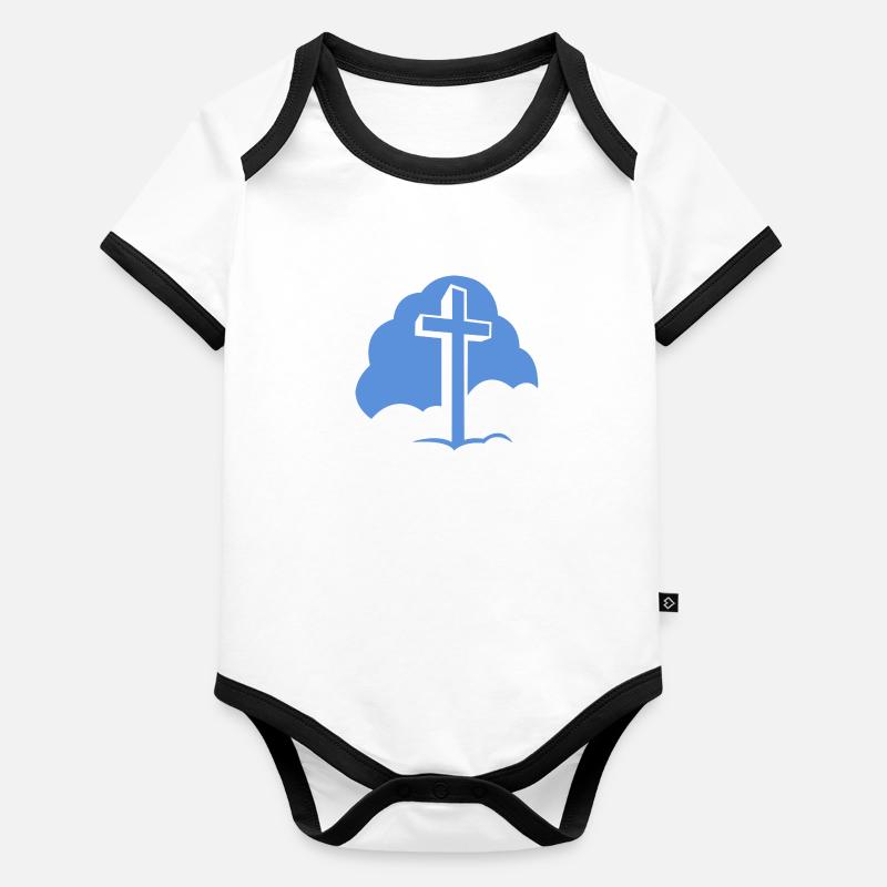 Croix de Jésus Body Bébé bio contrasté manches courtes