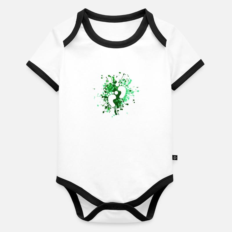 Éclaboussure de couleur d'empreinte de bébé Body Bébé bio contrasté manches courtes