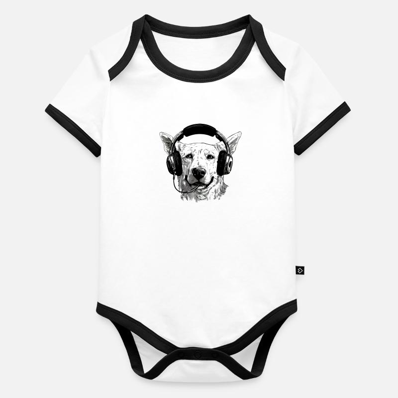 Jack le chien audiophile Body Bébé bio contrasté manches courtes