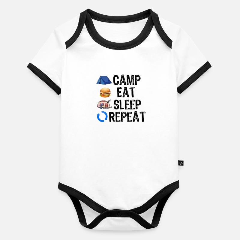 Camp Eat Sleep Repeat Baby Bio-Kurzarm-Kontrastbody