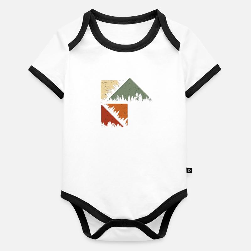 Retro Mountain Vintage Geschenkidee Baby Bio-Kurzarm-Kontrastbody