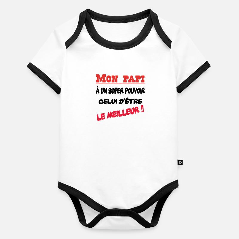 Mon papi est le meilleur Body Bébé bio contrasté manches courtes