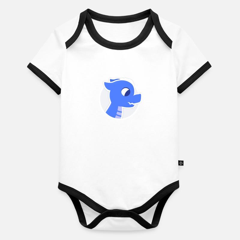 Cute Blue Cozy Dragon Organic Baby Contrasting Bodysuit