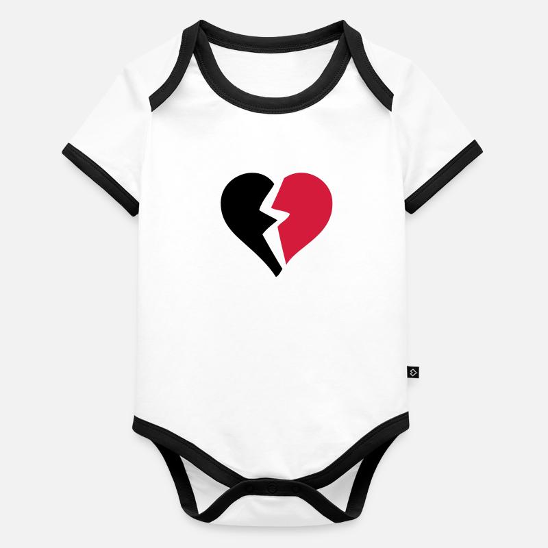 Liebe Herz Herzen Pause Pause Pause Baby Bio-Kurzarm-Kontrastbody