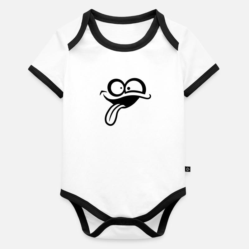 Visage comique fou Body Bébé bio contrasté manches courtes