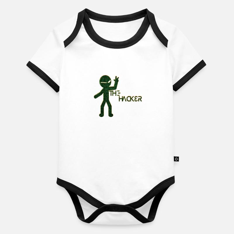 Symboles hacker Body Bébé bio contrasté manches courtes