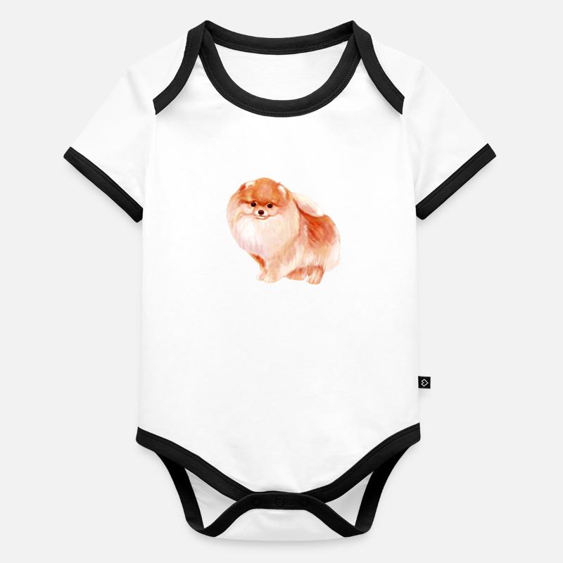 Pomeranian Body Bébé bio contrasté manches courtes