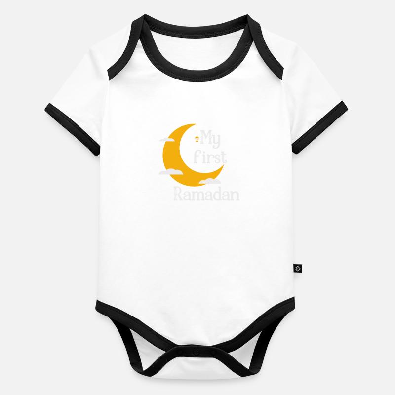 My first Ramadan/ 1. Eid /Muslim /Islam/Allah Baby Bio-Kurzarm-Kontrastbody