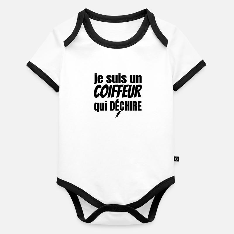 coiffeur qui déchire Body Bébé bio contrasté manches courtes