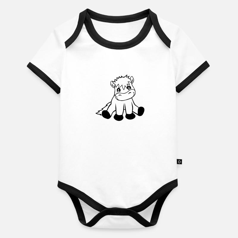 Cheval assis amical Body Bébé bio contrasté manches courtes