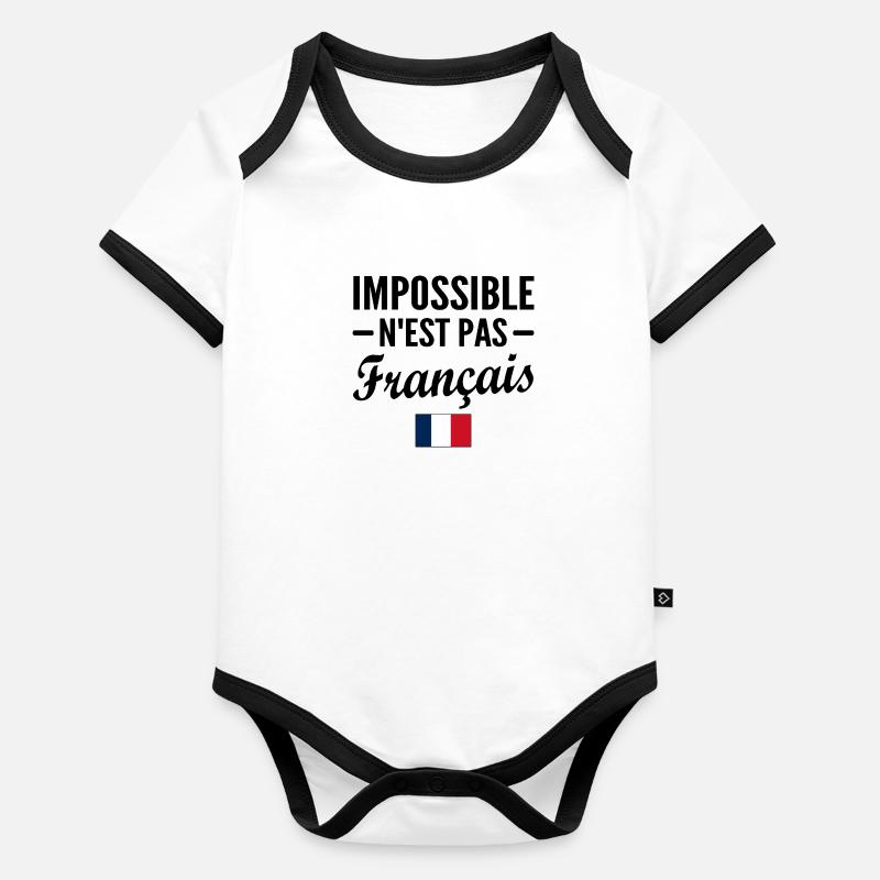 impossible n'est pas français / humour français Body Bébé bio contrasté manches courtes