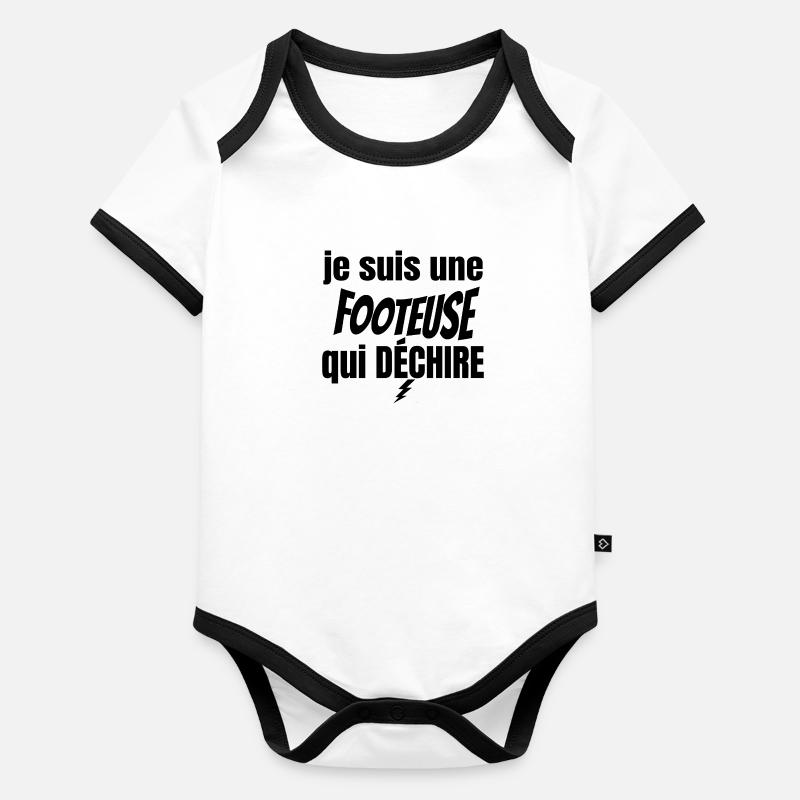 footeuse qui déchire Body Bébé bio contrasté manches courtes