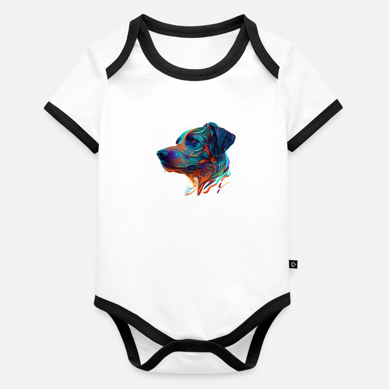 Rhodesian Ridgeback dog breed as dog head Organic Baby Contrasting Bodysuit