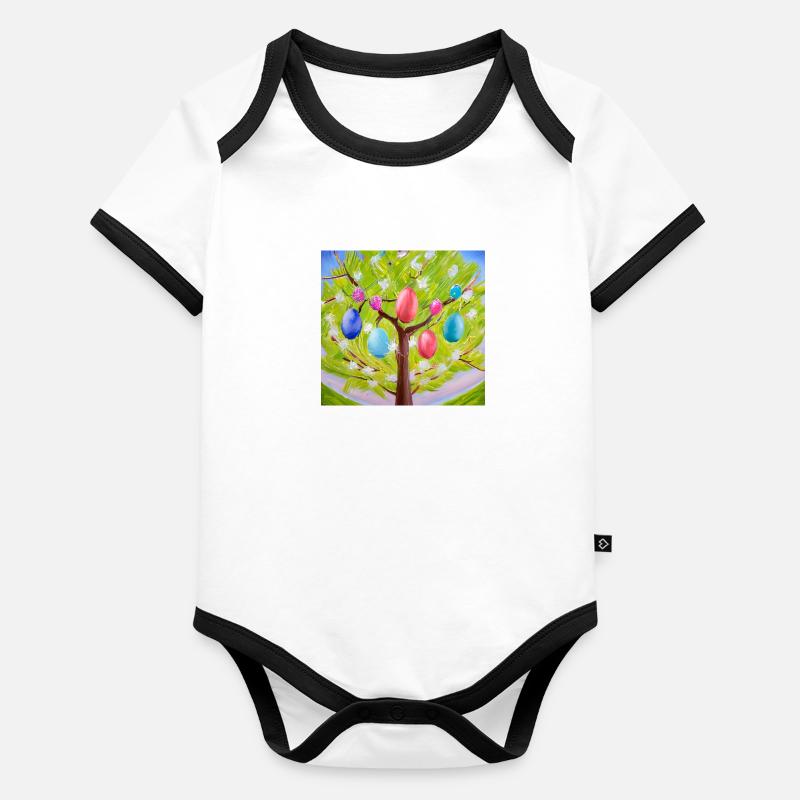 Arbre à œufs coloré Body Bébé bio contrasté manches courtes