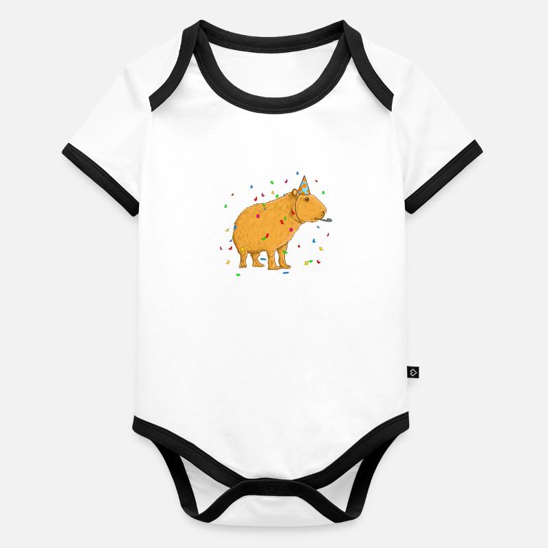 Anniversaire de Capybara Body Bébé bio contrasté manches courtes