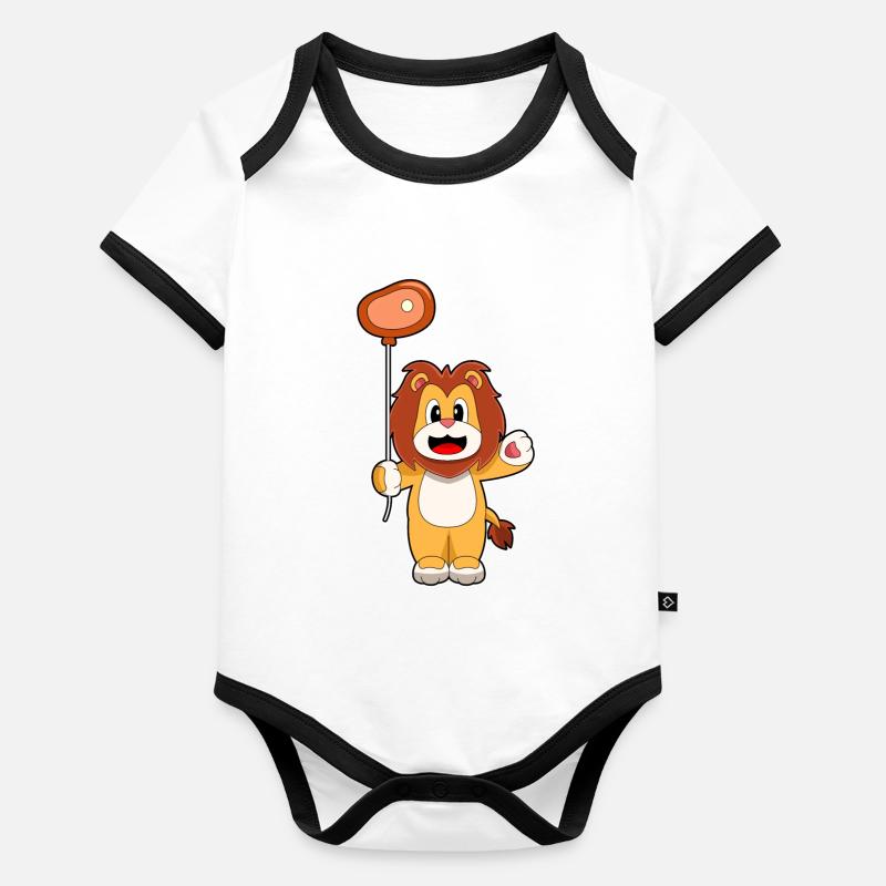 Löwe Luftballon Fleisch Baby Bio-Kurzarm-Kontrastbody