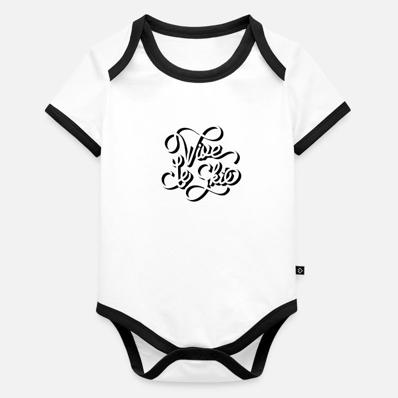 Vive le ski Body Bébé bio contrasté manches courtes