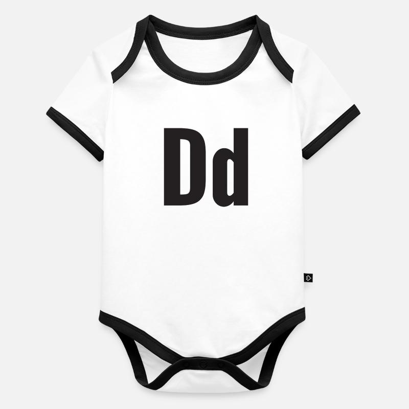 Buchstabe D Baby Bio-Kurzarm-Kontrastbody