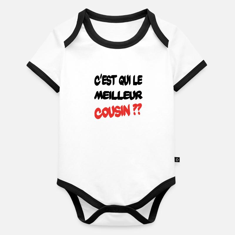 C'est qui le meilleur cousin ? Body Bébé bio contrasté manches courtes