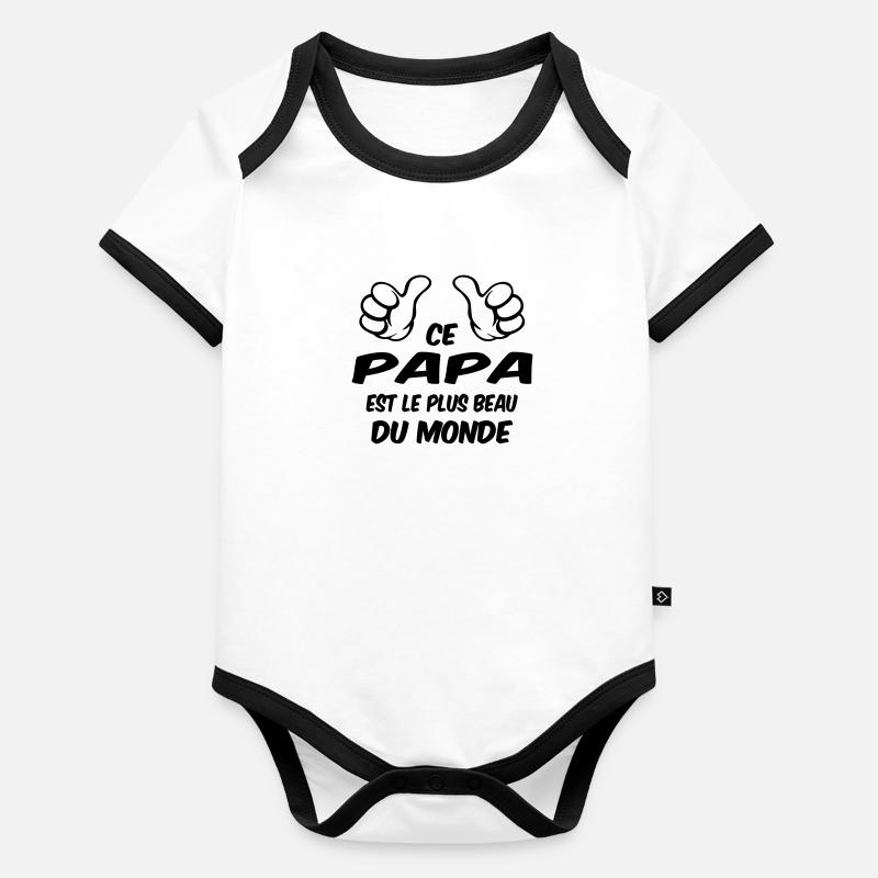 MEILLEUR Papa Body Bébé bio contrasté manches courtes