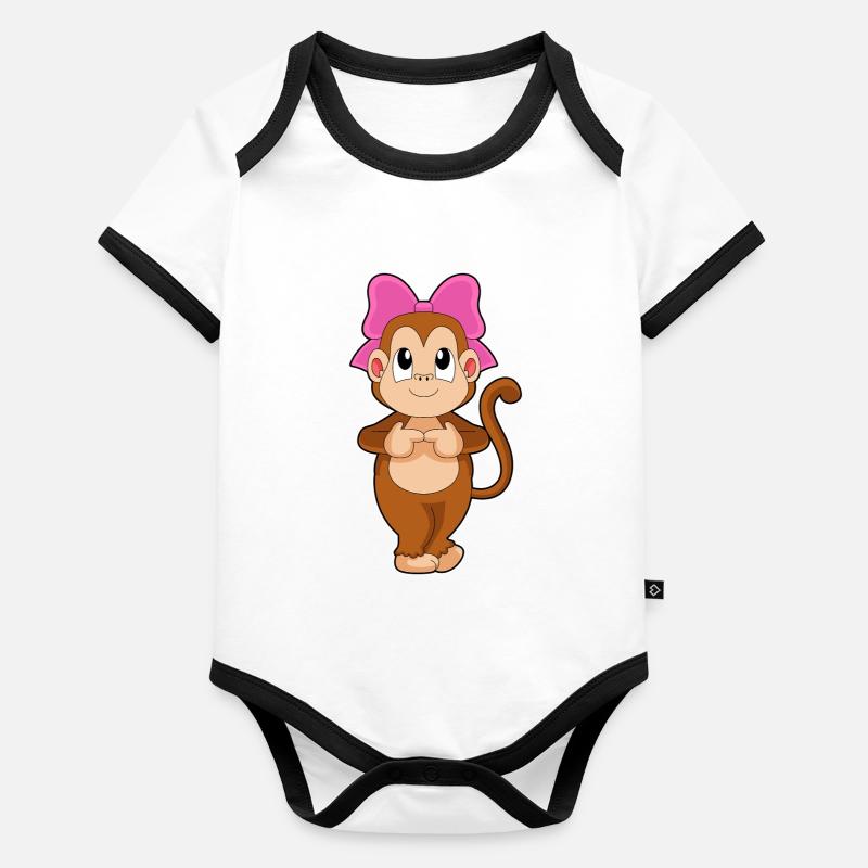 Arc de singe Body Bébé bio contrasté manches courtes