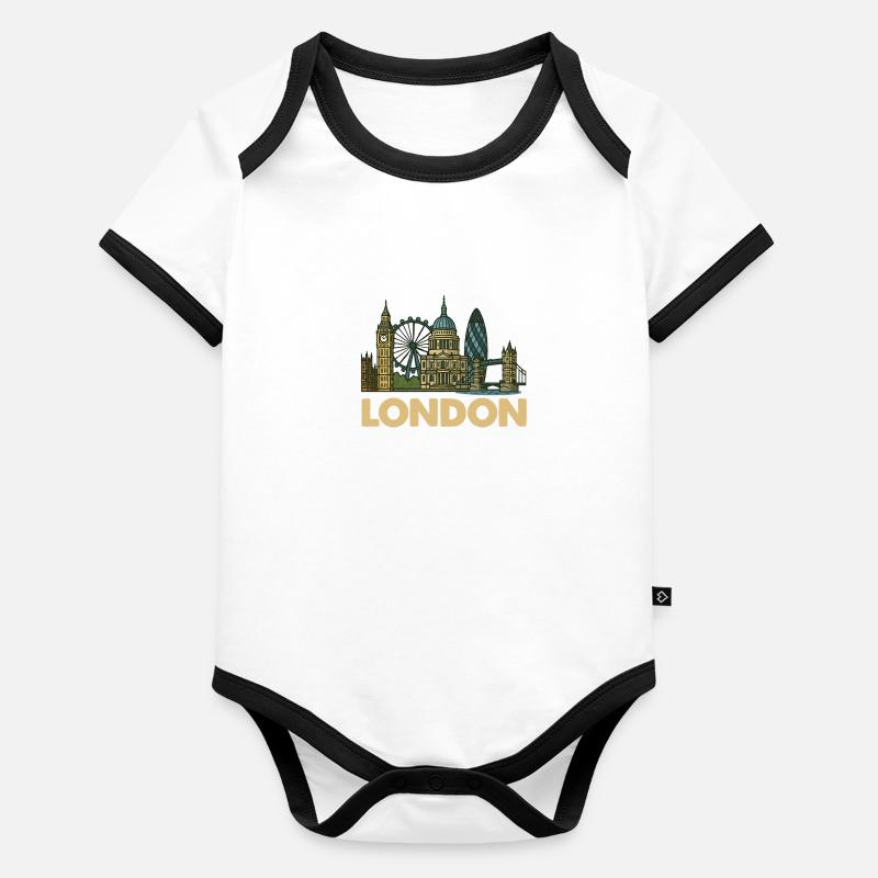 Skyline de Londres Body Bébé bio contrasté manches courtes